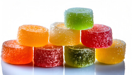 A Stack of Colorful Jelly Candies on White Background
