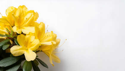 Fototapeta premium Yellow Azalea Flowers in Bloom on a White Background