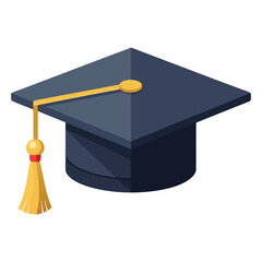 Illustration of mortar board hat with golden tassel
