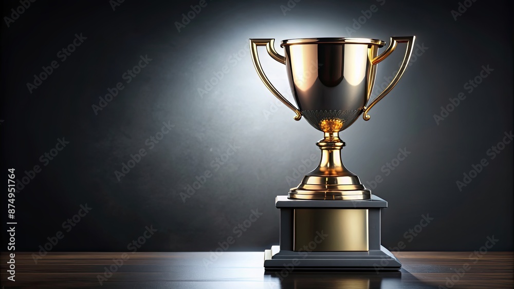 Poster Prestigious award trophy displayed on a sleek pedestal , trophy, award, honor, recognition, achievement, success