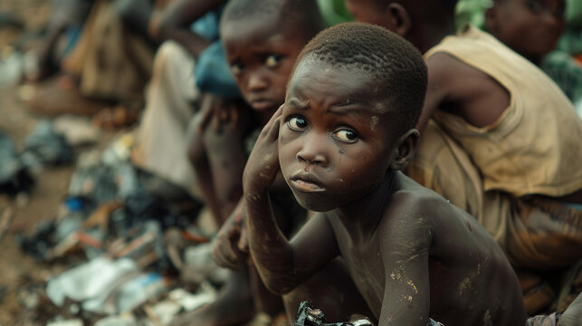 Portrait of an African Child. Group of Young Friends