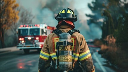 Obraz premium Firefighter with Oxygen Tank