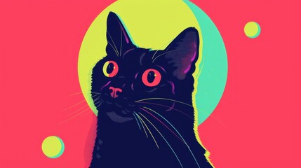 Stylish illustrative black cat