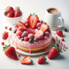 strawberry and cream cake donuts