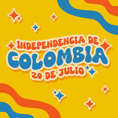 flat design colombia independence day background in retro groovy style
