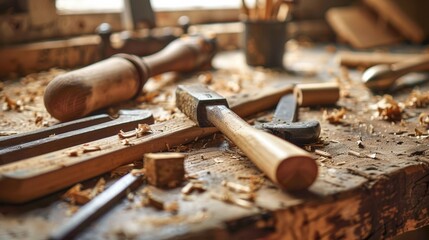Woodworking Bench with Tools