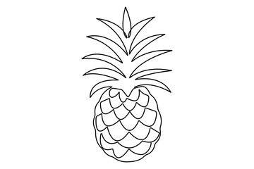 Continuous one single line art drawing fresh healthy organic pineapple vector illustration