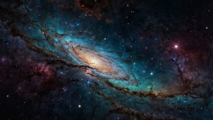 Fototapeta premium Captivating image of a vibrant galaxy filled with colorful stars and swirling nebulae, capturing the beauty and mystery of outer space.