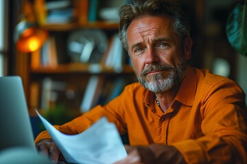 Fototapeta premium Mature Male Executive Contemplating Financial Investment Risk