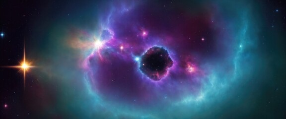 Iridescent nebula deep space, exploding nebula