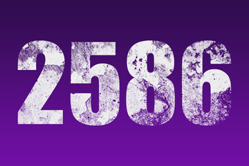 flat white grunge number of 2586 on purple background.	