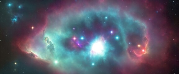 Iridescent nebula deep space, exploding nebula