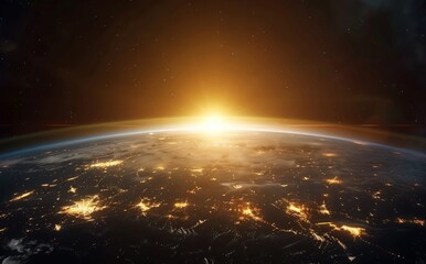 Fototapeta premium Sunrise Over Earth From Space