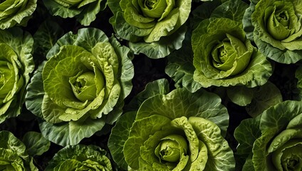 Fototapeta premium Fresh Green Lettuce Background for Healthy Eating and Design.