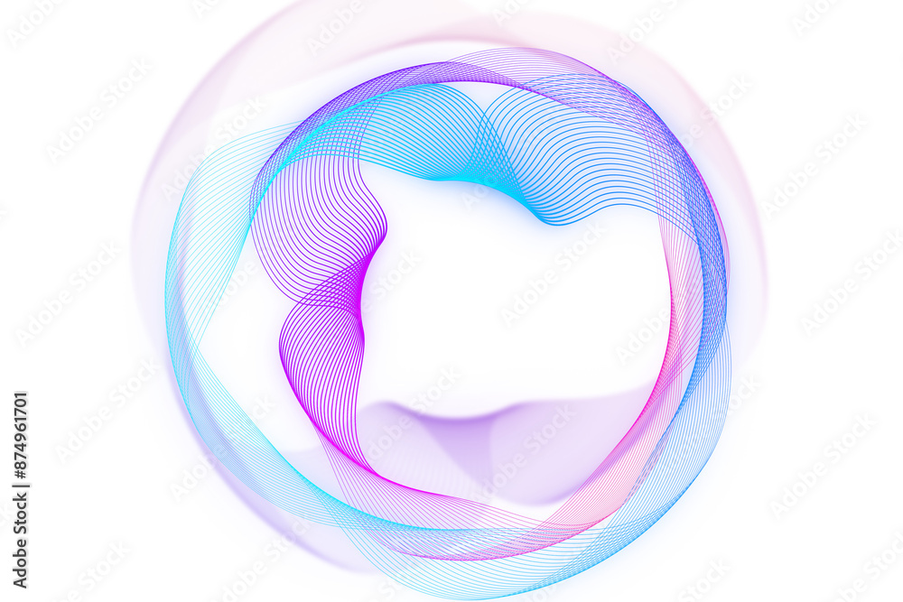 Leinwandbilder Abstract colorful wave lines on a white background, illustrating dynamic motion and digital technology concept. 3D Rendering
