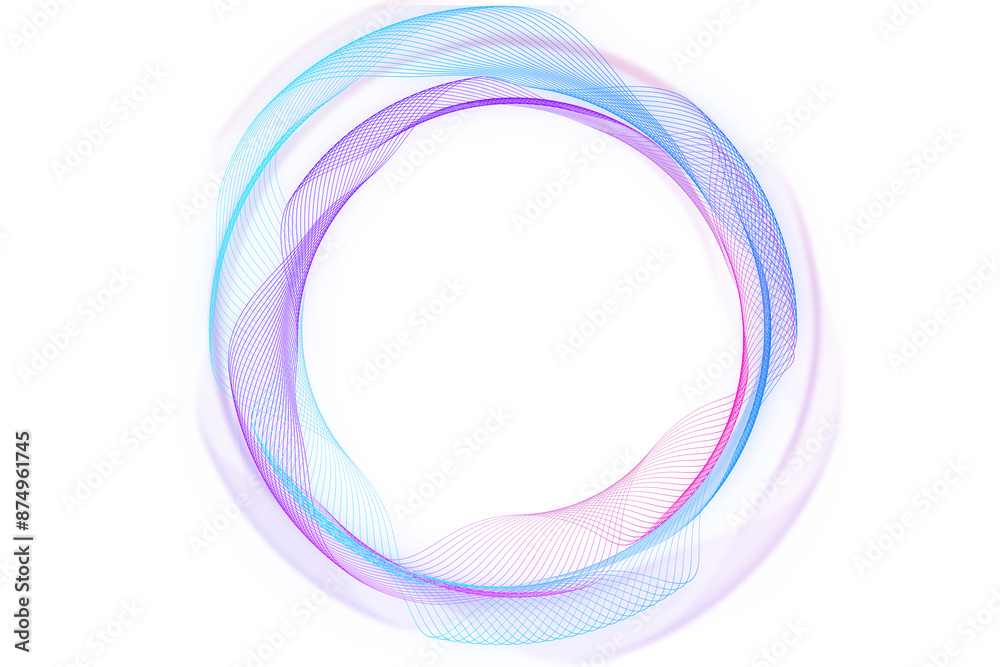 Poster abstract wavy lines in blue and purple hues isolated on a white background, suggesting modern design