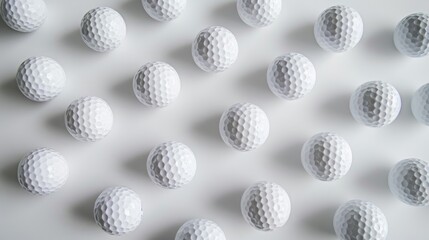 Funny concept White golf balls with amusing caps on a white backdrop