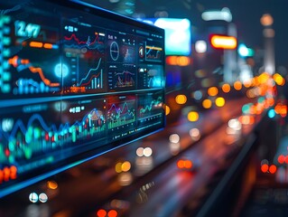 Fototapeta premium Smart City Dashboard Monitoring Urban Energy Traffic and Resource Availability