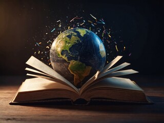 Global celebration of world book and copyright day with abstract open book concept.