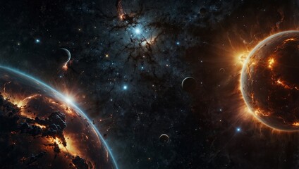 Obraz premium Journey through the cosmic expanse with captivating photos that reveal the intricate beauty of space, galaxies, stars, and the celestial wonders of the solar universe.