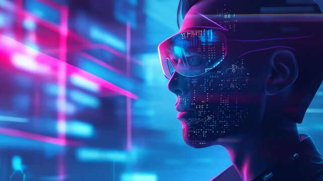 Close-up of a person with code reflecting in glasses.