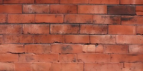 Obraz premium Weathered red brick wall texture with cracks and aged appearance