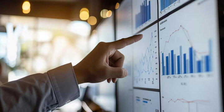 A person measuring business results and communicating it to their team in the boardroom