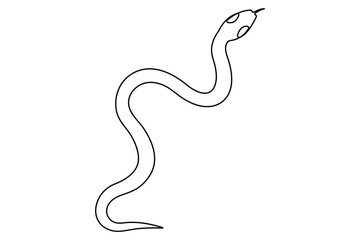 Snake continuous one line art hand drawing symbol. Poisonous reptile serpent outline, wildlife nature concept