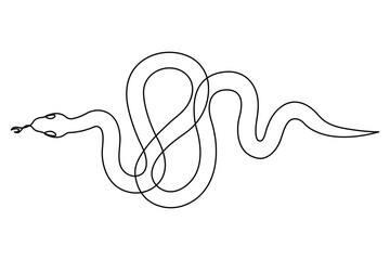 Snake continuous one line art hand drawing symbol. Poisonous reptile serpent outline, wildlife nature concept