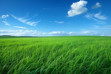 Obraz premium Green Grass Field Under Blue Sky