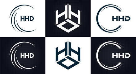 HHD logo. H H D design. White HHD letter. HHD, H H D letter logo design. H H D letter logo design in GOLD, GOLDEN LOGO, THREE, style. letter logo set in one artboard. H H D letter logo vector design.