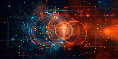 Obraz premium An abstract interactive Globe with Orange and Blue Lines 