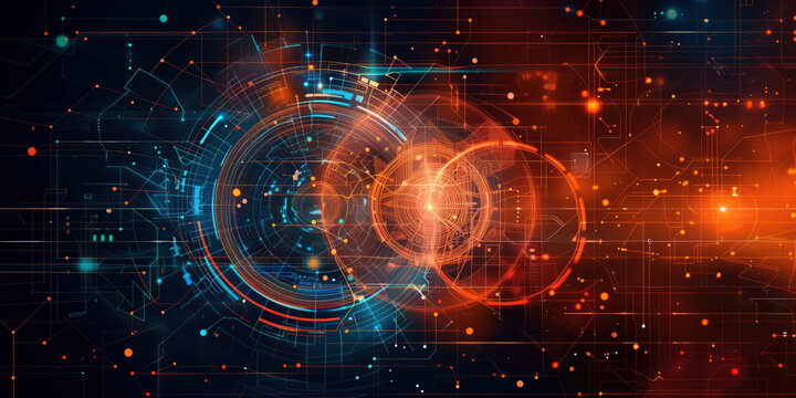 An abstract interactive Globe  with Orange and Blue Lines 