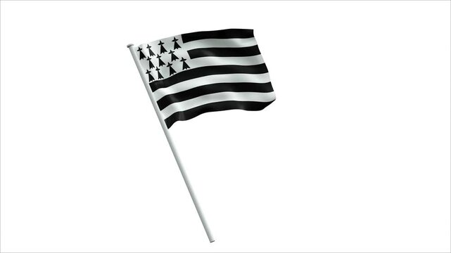 drapeau breton agit&eacute; de gauche &agrave; droite - rendu 3D - 4K 60 fps	