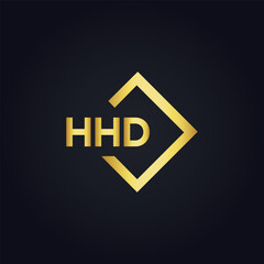HHD logo. H H D design. White HHD letter. HHD, H H D letter logo design. H H D letter logo design in GOLD, GOLDEN LOGO, THREE, style. letter logo set in one artboard. H H D letter logo vector design.