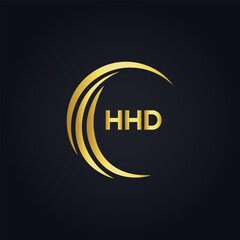 Obraz premium HHD logo. H H D design. White HHD letter. HHD, H H D letter logo design. H H D letter logo design in GOLD, GOLDEN LOGO, THREE, style. letter logo set in one artboard. H H D letter logo vector design.