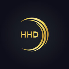 Fototapeta premium HHD logo. H H D design. White HHD letter. HHD, H H D letter logo design. H H D letter logo design in GOLD, GOLDEN LOGO, THREE, style. letter logo set in one artboard. H H D letter logo vector design.
