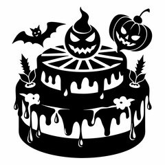 halloween cake black vector silhouette