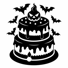 halloween cake black vector silhouette