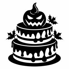 halloween cake black vector silhouette