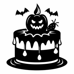 halloween cake black vector silhouette