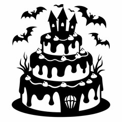 halloween cake black vector silhouette