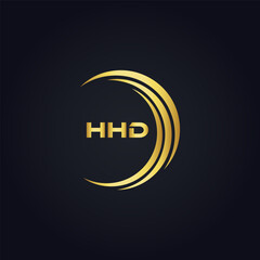 HHD logo. H H D design. White HHD letter. HHD, H H D letter logo design. H H D letter logo design in GOLD, GOLDEN LOGO, THREE, style. letter logo set in one artboard. H H D letter logo vector design.