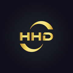 HHD logo. H H D design. White HHD letter. HHD, H H D letter logo design. H H D letter logo design in GOLD, GOLDEN LOGO, THREE, style. letter logo set in one artboard. H H D letter logo vector design.