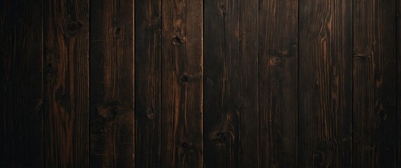 Naklejka premium A dark wooden wall with aged, distressed wood planks, showcasing the beauty of old world charm and texture Created with.