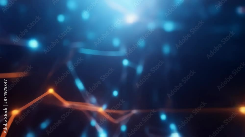Wall mural 3d animation of digital world map with colorful network connections