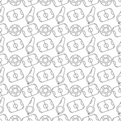 Obraz premium Seamless football pattern. Background with sports icons. Doodle soccer illustration