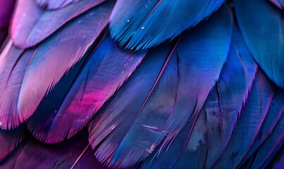 Obraz premium vibrant blue and purple feathers, Generative AI