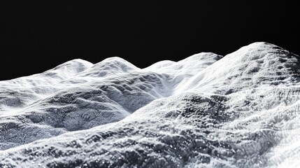 Fototapeta premium A Collection Of White Snow Hills Isolated On A Black Background Created A Stark Image