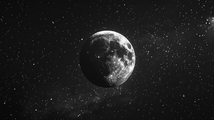 Fototapeta premium Moon alone in starless night sky